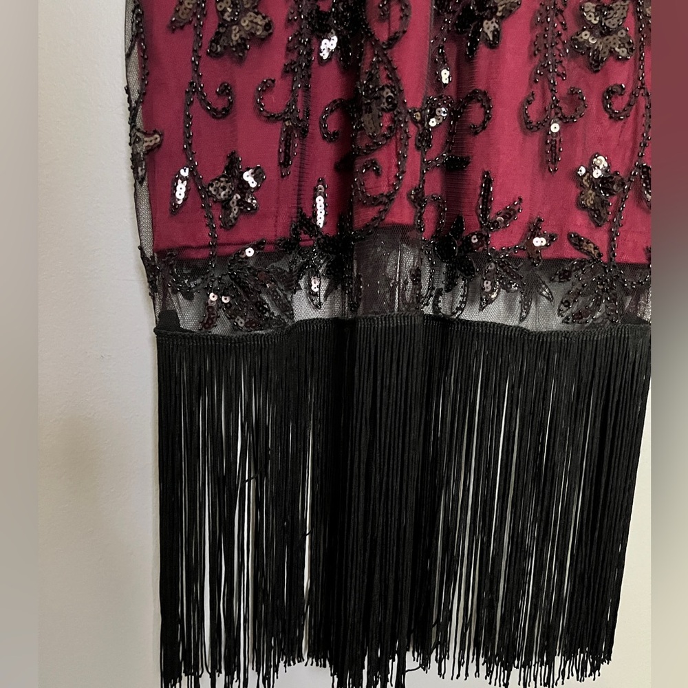 Red Flapper Style Dress- L - Picture 2 of 5